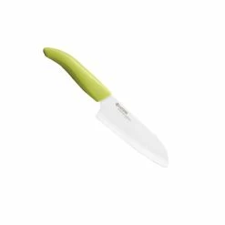 Blitzangebot 😀 Kyocera Santoku Kochmesser Weiße Keramikklinge Apfelgrüner Griff 😀