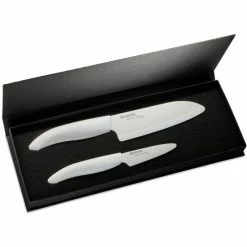 Bestes Angebot ⌛ Kyocera Koch- & Schälmesser Geschenk-Set, Keramikklinge & Griff Weiß 🤩